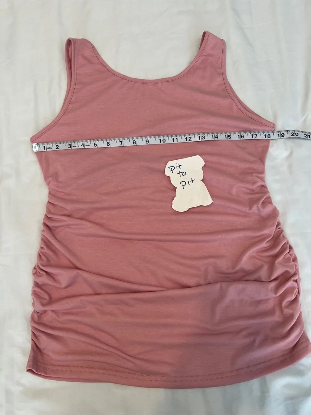 BHome Sz Large Women’s Sleeveless Ruched Sides Maternity Tank Top Dusty Rose EUC - Picture 7 of 8
